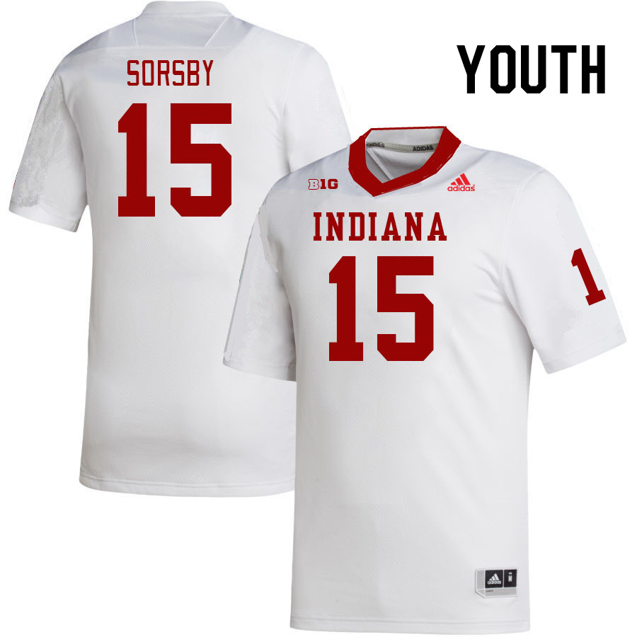 Youth #15 Brendan Sorsby Indiana Hoosiers College Football Jerseys Stitched-White